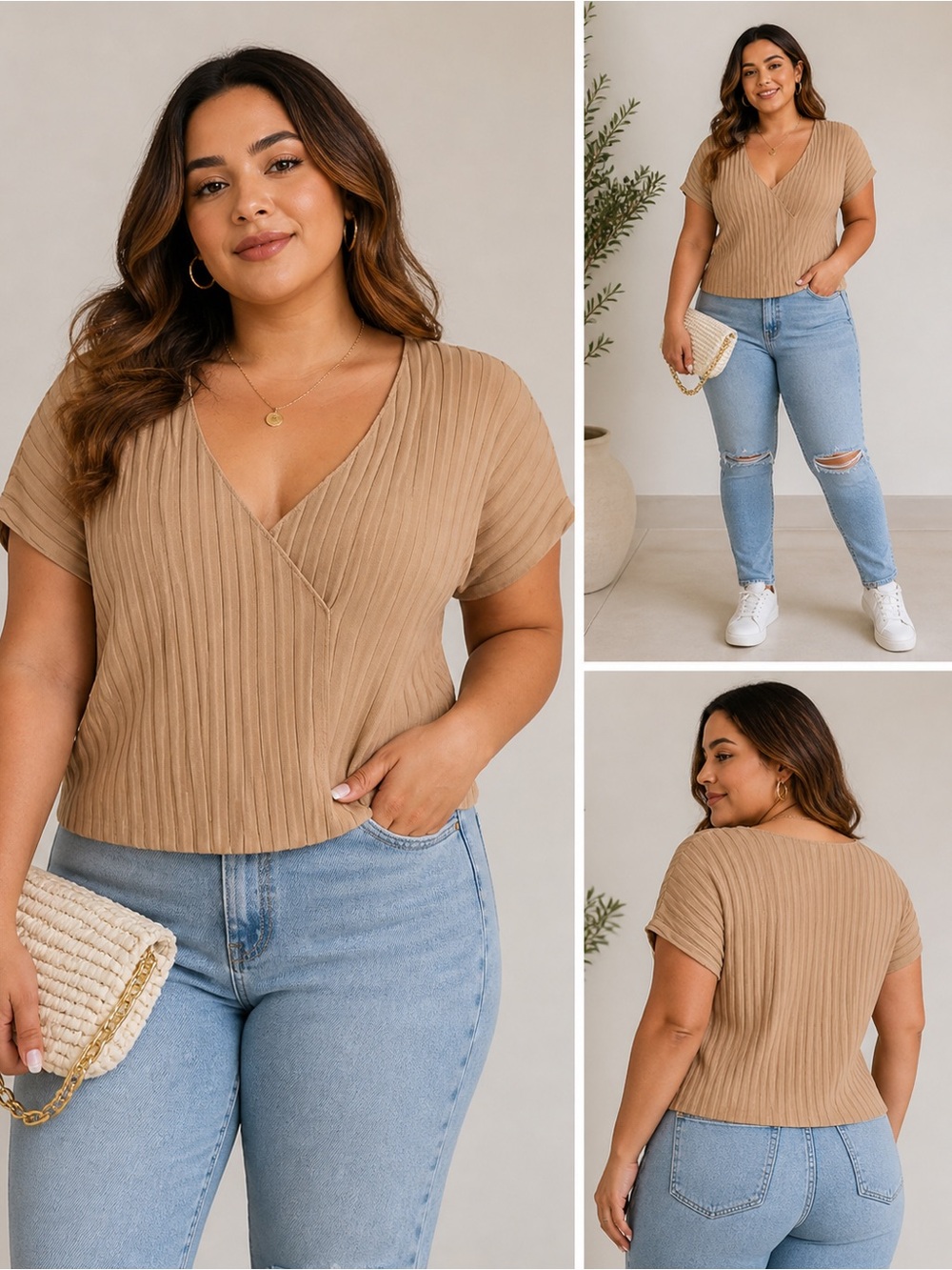 Elegant and flattering ribbed wrap-style top by Adolfo Dominguez.
